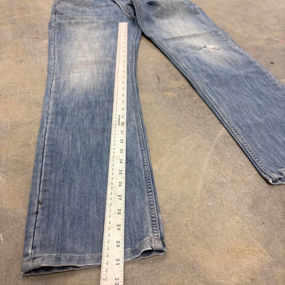 Levis 511 Slim Fit Light Wash Distressed Jeans Mens W33 L32 Blue Y2K Denim
